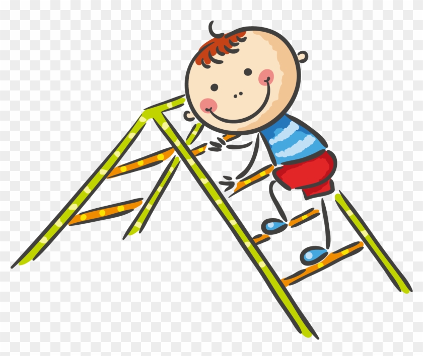 Playground Child Clip Art - Climbing On Ladder Clipart #536111
