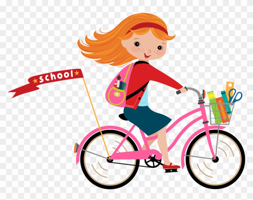 Bicycle Cartoon Clip Art - Cartoon Girl Riding Her Bike - Free Transparent  PNG Clipart Images Download