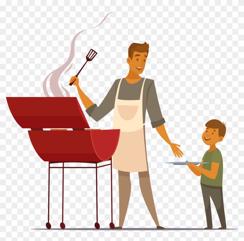Barbecue Cartoon Royalty-free Illustration - Picnic On Nature Retro Poster #536512