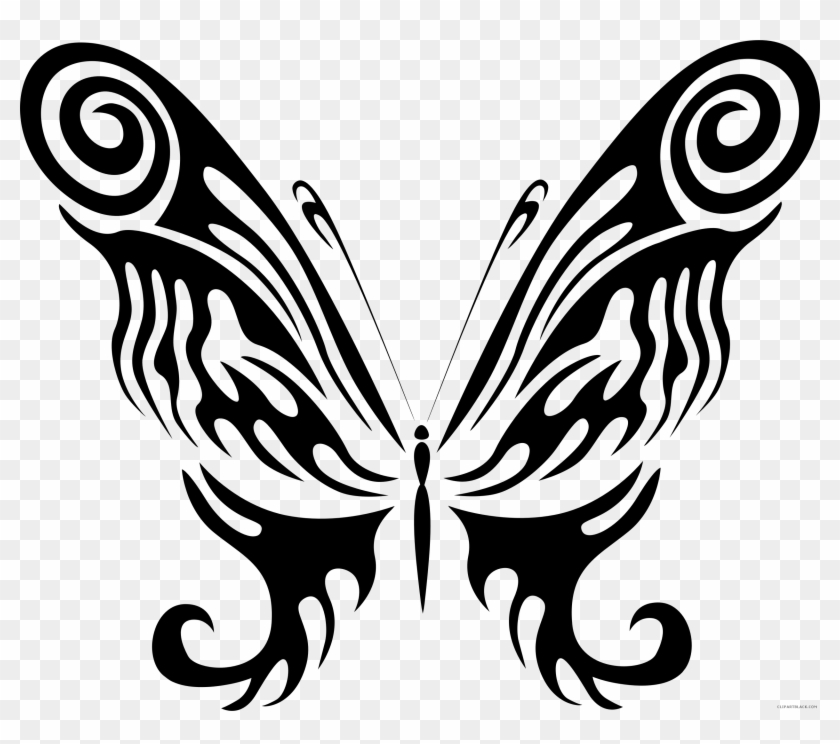Butterfly Line Art Animal Free Black White Clipart - Butterfly 9 Ornament (round) #536792