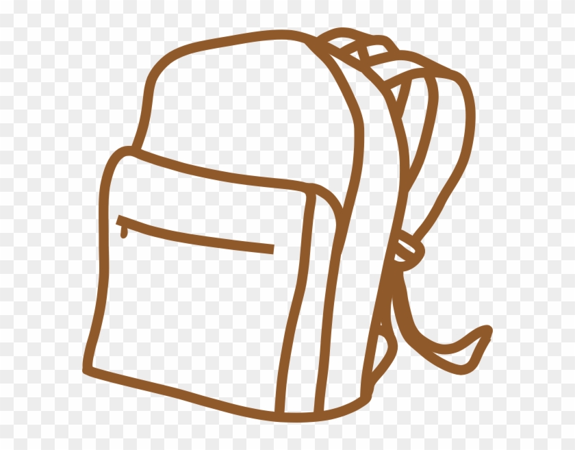 Brown Outline Backpack Clip Art At Clker - Clipart Tas Sekolah #536995