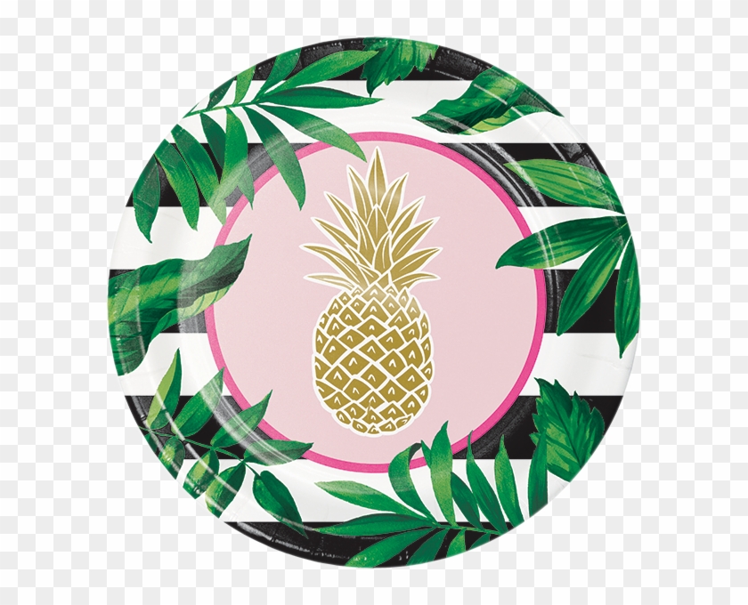 Deluxe Metallic Stamped Pineapple Big Plates - Party #538185