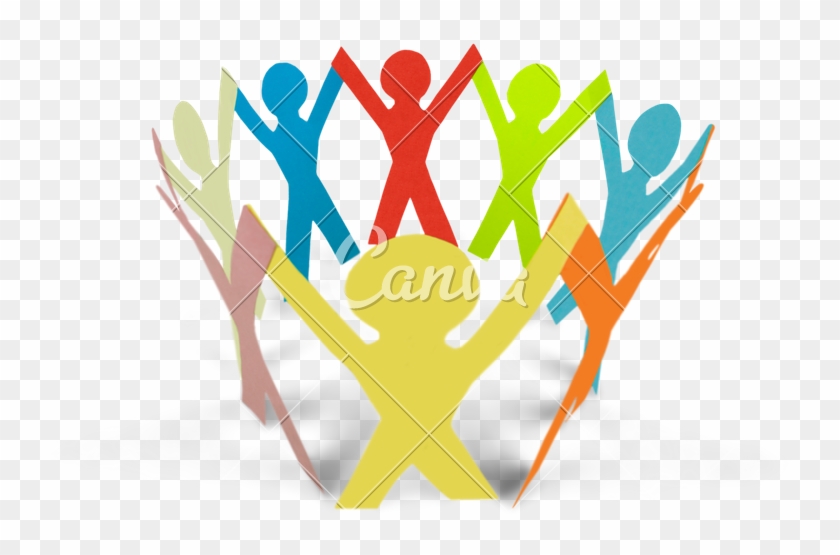 Colorful Paper People In A Circle Holding Hands - Emblem #538365