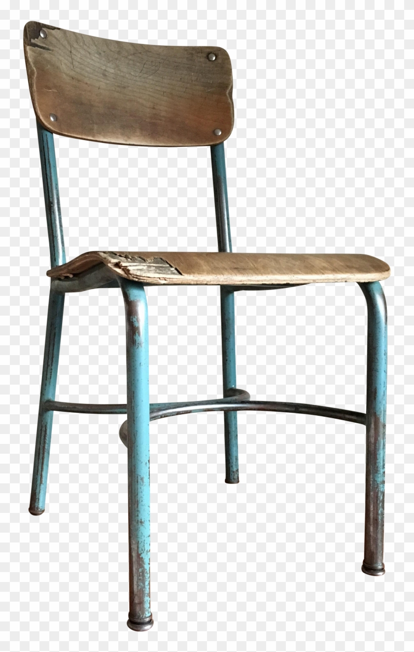 Industrial Vintage Wood Metal School Chair Chairish - Chair #538684