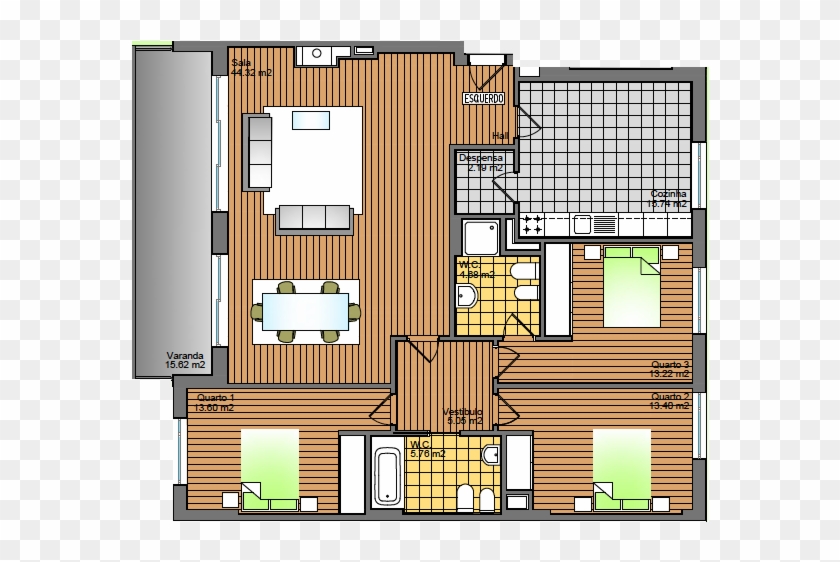 Apartamento T3 - Floor Plan #538802