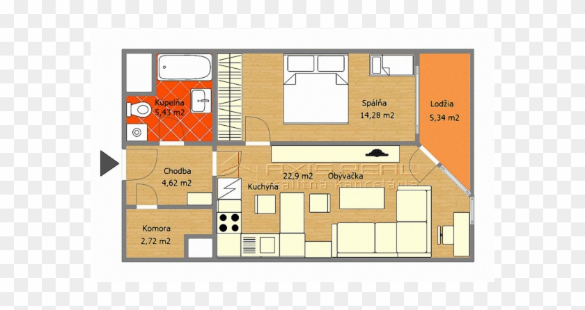 One Bedroom Apartment, Jégého, Sale, Bratislava - Floor Plan #538909