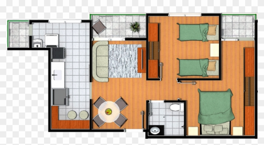 Apartamentos 23 E 33 Área Privativa 53,28m² / Área - Floor Plan #538912