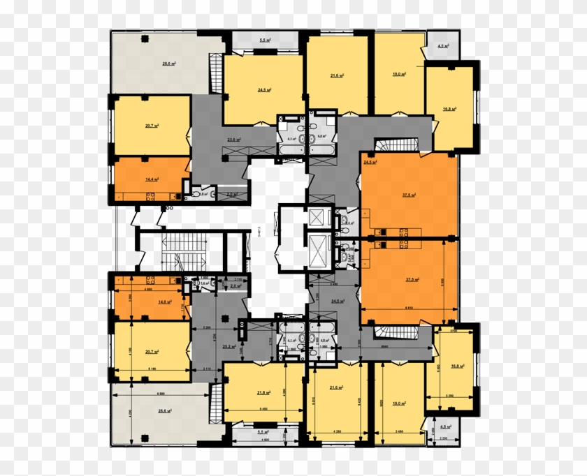 Планировка Этажа Этаж 3-14 - Floor Plan #539035