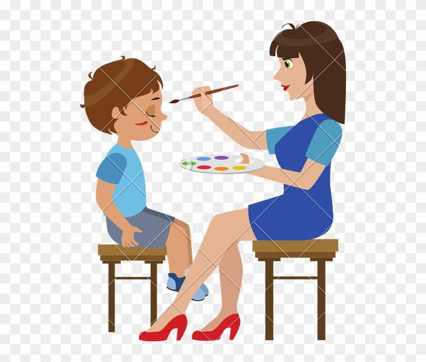 Artist With Boy - Clip Art Face Painting #539414