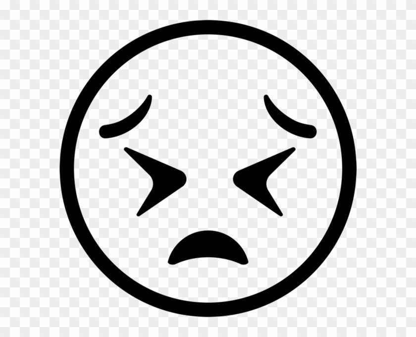 Tired Face Emoji Rubber Stamp - Emoji Png Black White #539449