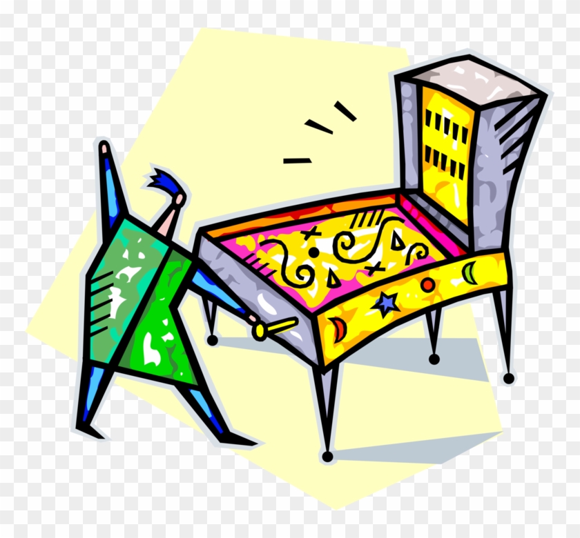 Vector Illustration Of Playing Pinball Machine Arcade - Chair #539537