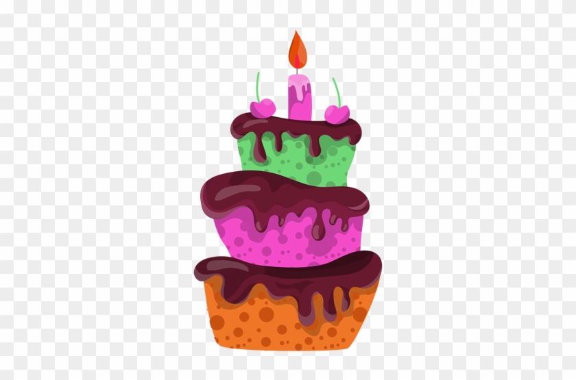 Ilustración De Pastel De Cumpleaños De Cereza Transparent - 3d Birthday Card Tv Set Png #540057