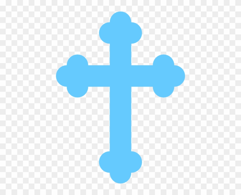 Turquoise Blue Cross Clip Art At Clker - Budded Cross #540124