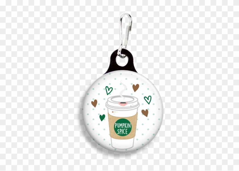 Pumpkin Spice Latte - Promotional Zoogee 1-1/8 Round Metal Zipper Pull Tag #540296