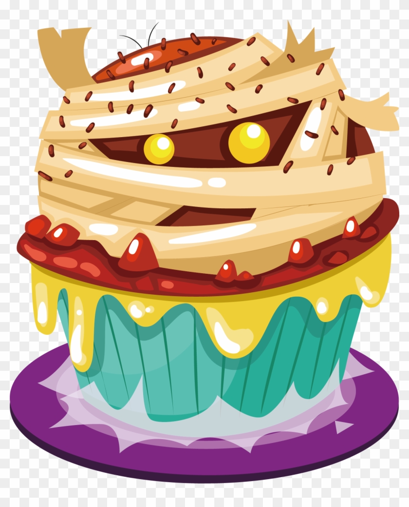 Cupcake Halloween Cake Birthday Cake - Birthday Cake Vector #540344