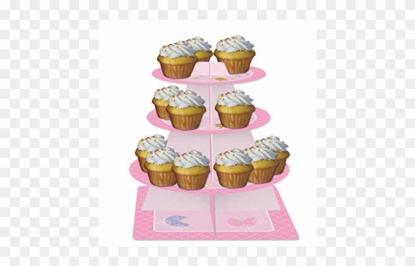 Teddy Bear Baby Pink Cupcake Stand - Creative Converting It's A Girl Gingham Tiered Cupcake #540616