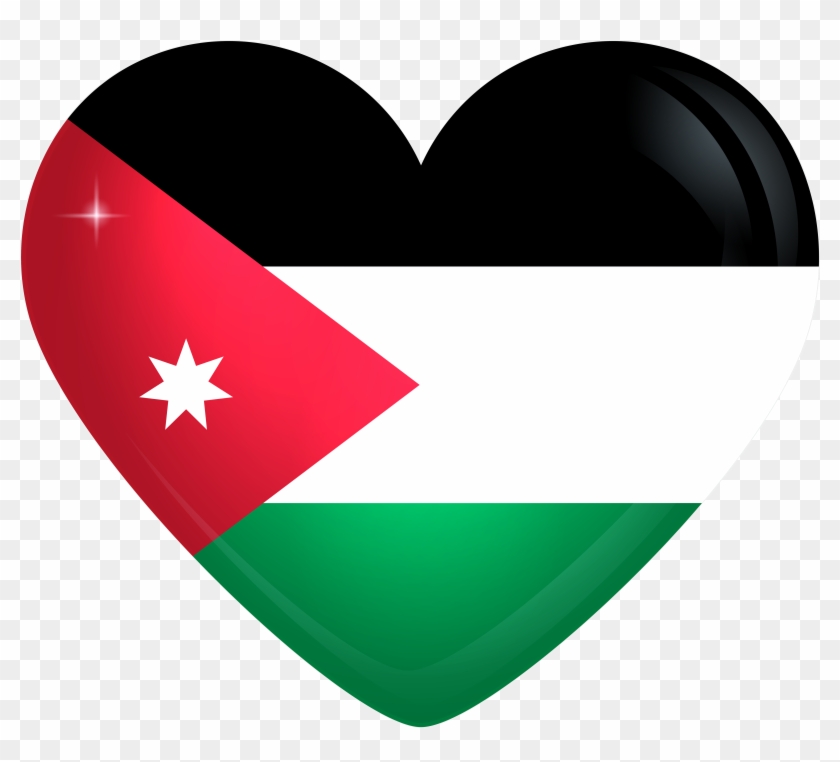 Jordan Large Heart Flag - Jordan Flag Heart Png #540938