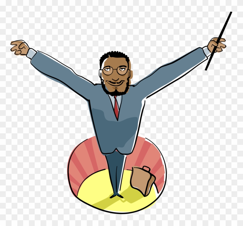 Vector Illustration Of Business Executive Maestro Conducting - Cartoon #541645
