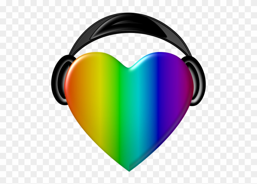 Rainbow Headphones Image - Heart With Headphones Png #541719