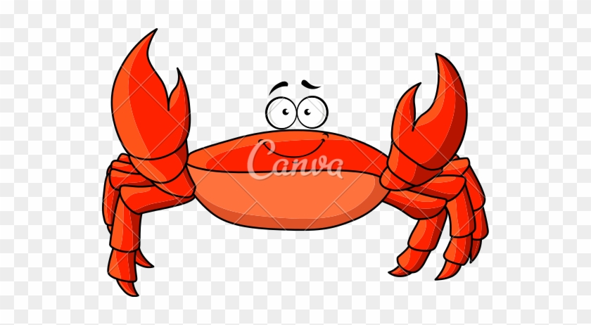 Cartoon Red Crab With Upward Claws - Crab #541972