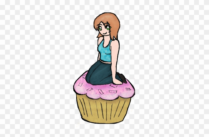Girl Sitting On A Cupcake By Azbass - Girl Sitting On A Cupcake By Azbass #542101