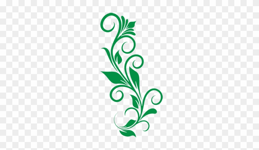 Curly Floral Art Green Vector Clipart Png - Free Floral Vector Png #542106