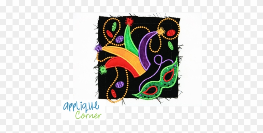 Jester Hat Beads Mask Applique Design - Appliquecornerdesign 388 Karneval Maske Applikation #542751