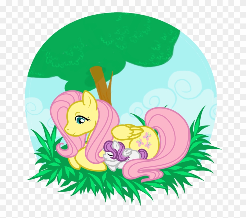 Fluttershy And Her Little Girl By Sapphireiceangel - Illustration #543348