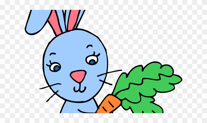 Blue Bunny Rabbit With Carrot Free Clip Art - Clip Art #543537