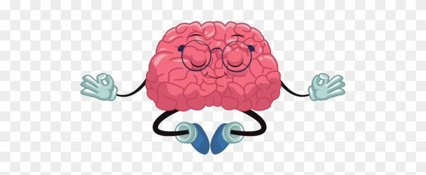Cute Brain Meditating Cartoon Vector - Stock Illustration #543794