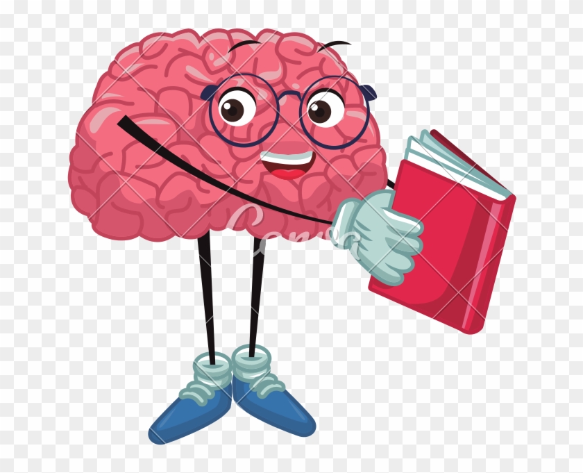 Cute Brain Reading Cartoon Vector - Cute Brain #543799