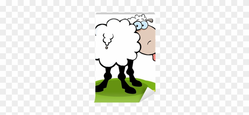 Cartoon Sheep Sticking Out His Tongue Wall Mural • - 3drose Pc_118667_1 Funny Cute Sheep Sticking Tongue #543924