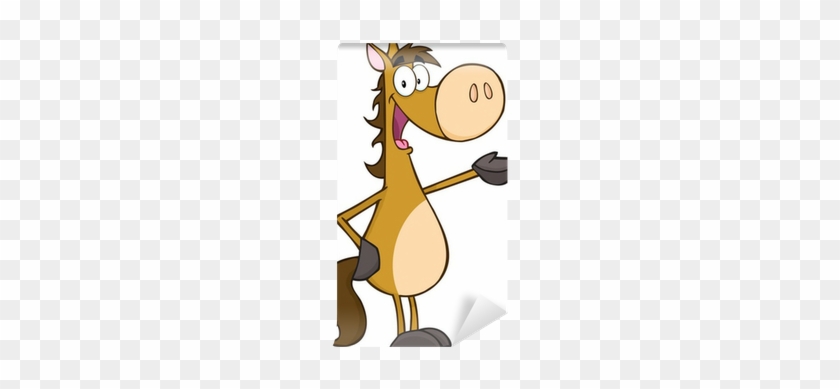 Happy Horse Cartoon Mascot Character Wall Mural • Pixers® - Pferd Sprechblase #544115