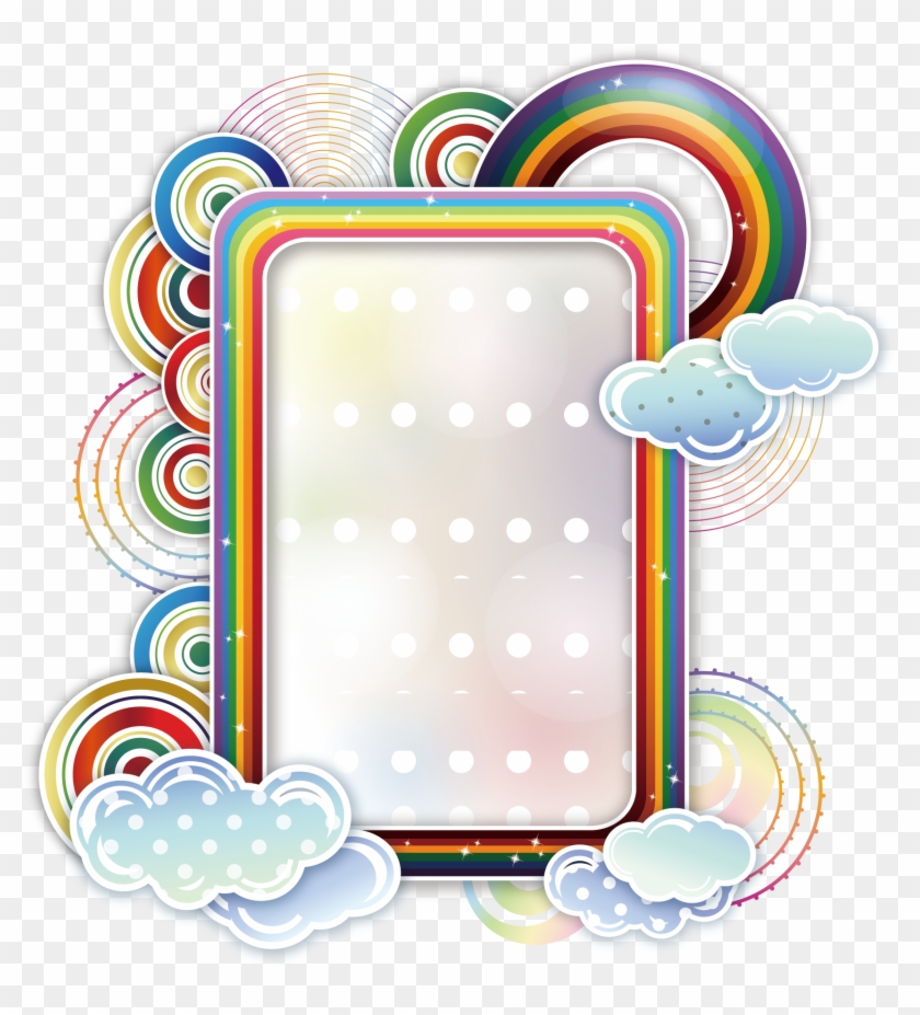 Borders And Frames Rainbow Cloud Clip Art - Vector Border #94963