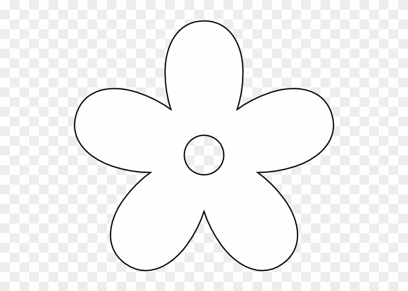 Retro Flower 9 Black White Line Art Twitter Valentine - 5 Petal Flower Black #95024