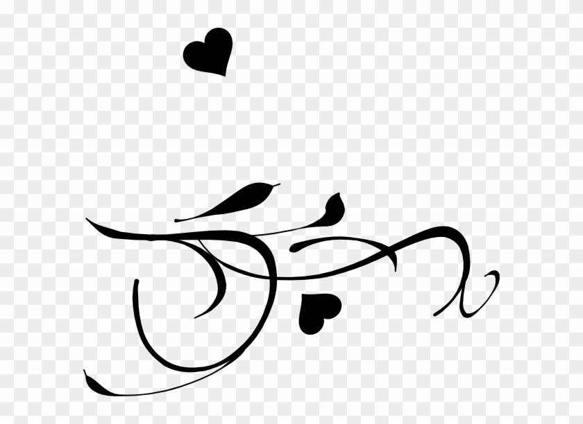 Fancy Heart Clip Art Black And White - Wedding Bird Png #95128