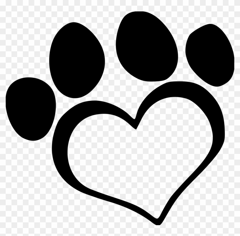 Heart Dog2 Paw File Size - Heart Paw Print Clip Art #95129