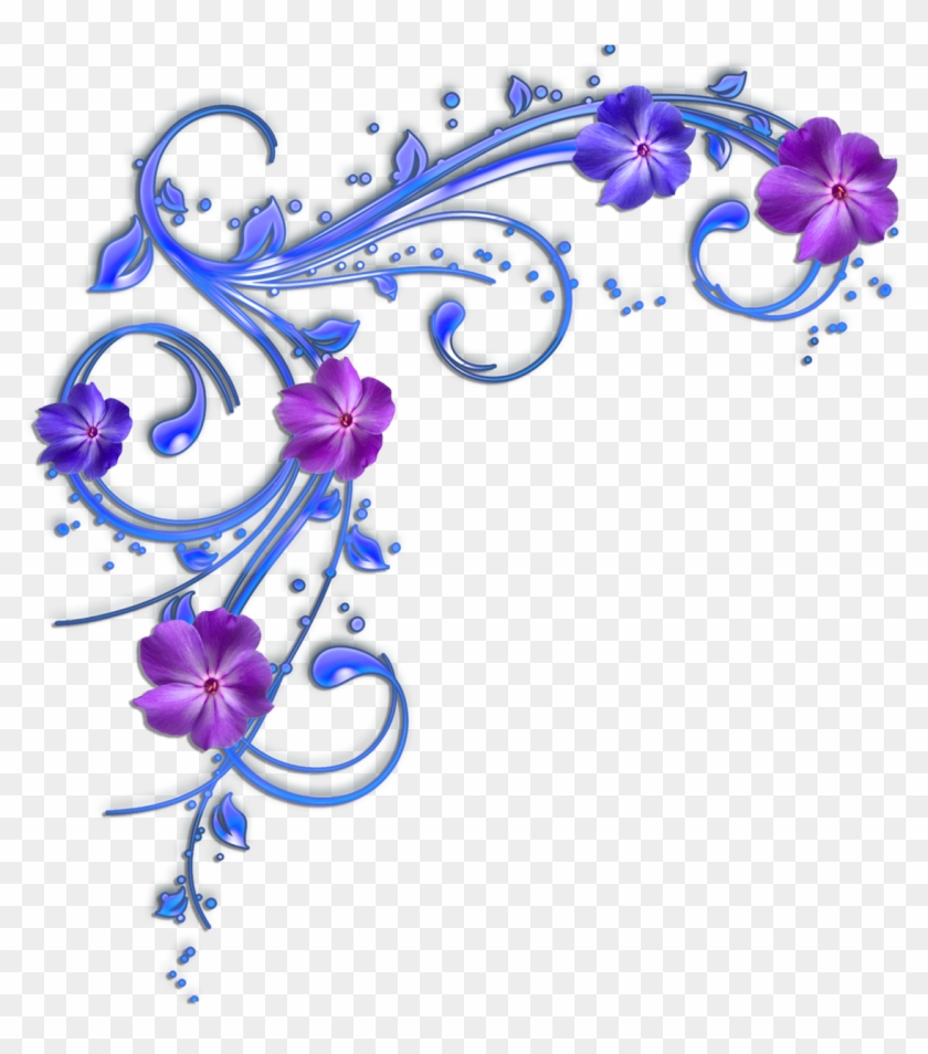 Purple Flower Clipart Flower Border - Purple And Blue Flowers Clipart #95242