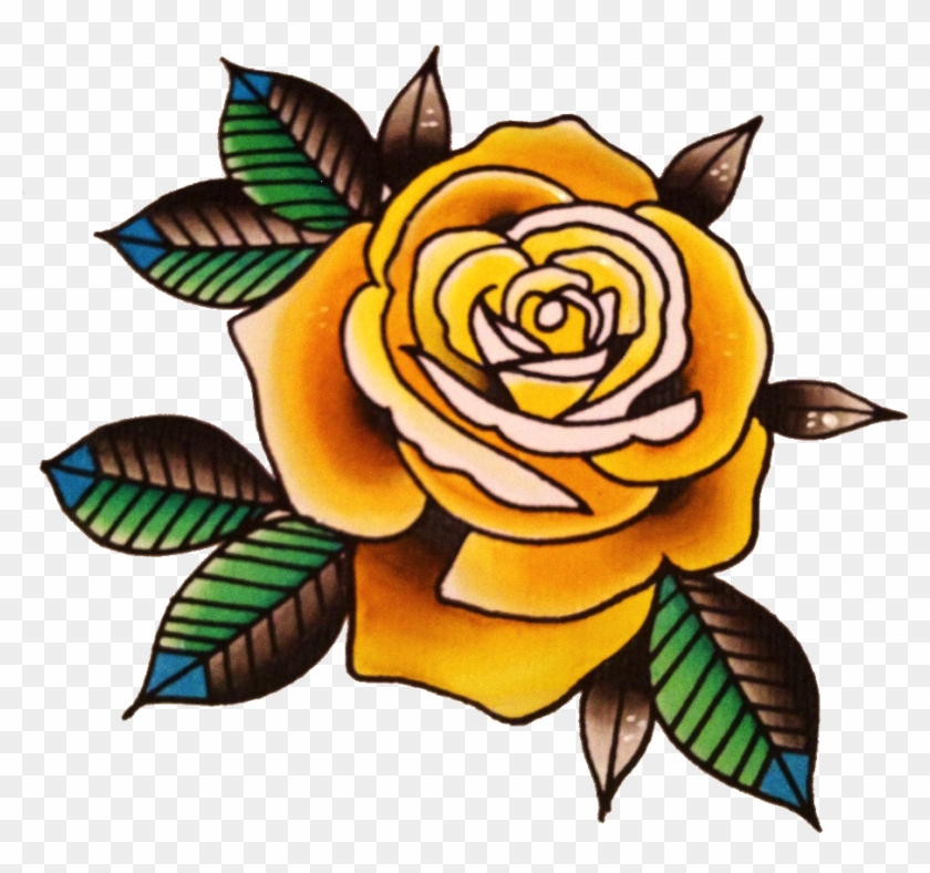 Yellow Rose Flower Free Png Transparent Images Free - Rose Tattoo Old School Png #95476