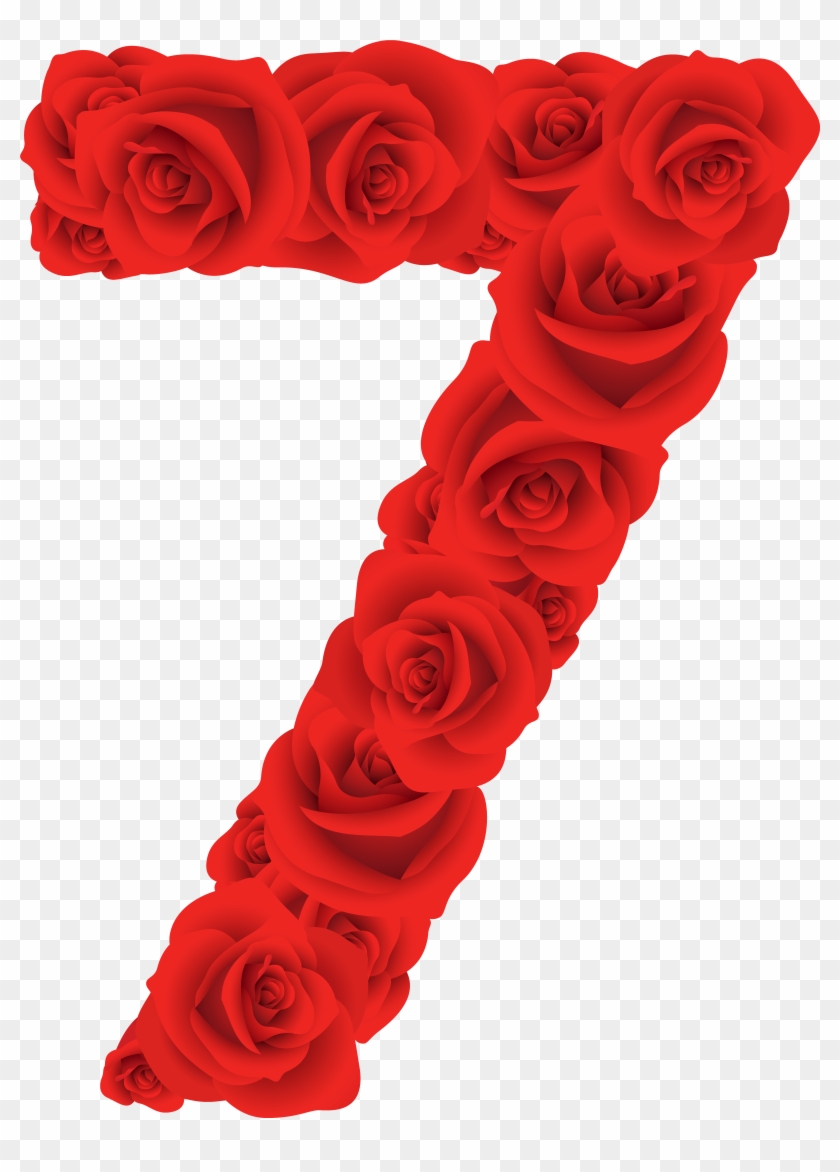 Red Roses Number Seven Png Clipart Image - Rose Numbers Png #95556