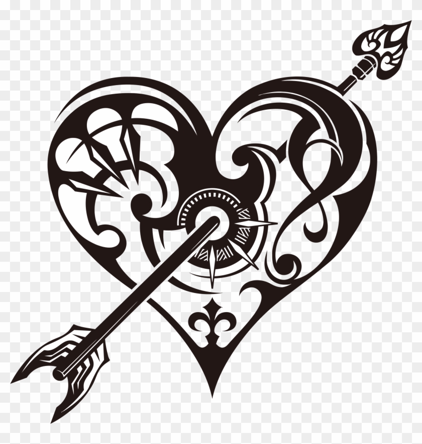 Tribal Heart With Arrow Clipart - Heart Tribal Tattoos Designs #95904