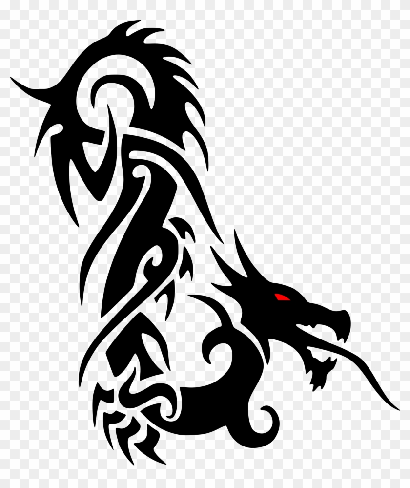 Clipart Dragon - Tattoo Dragon Black And Red Simple #96336