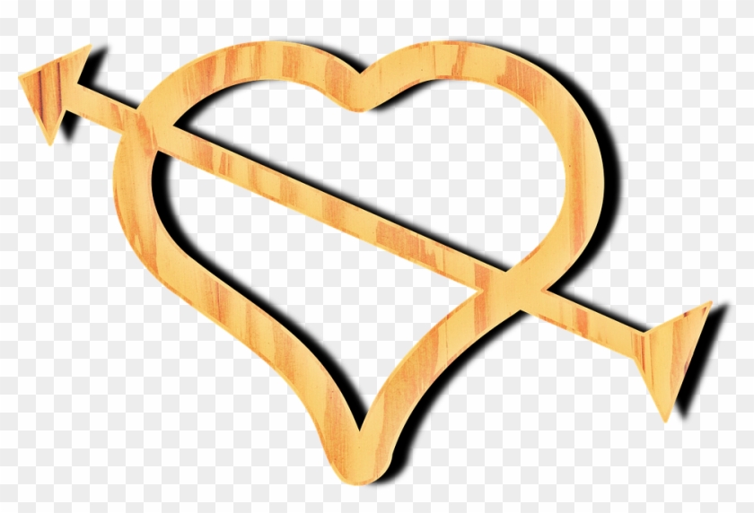 Heart Wood Texture Arrow Romantic Yellow Romance - Arrow #96956