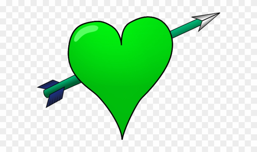 Heart With Arrow Through It Clip Art - Green Heart Arrow #96965