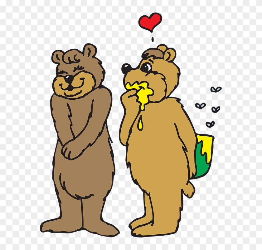 Honey Heart Love Bears Romance Romantic Valentine - Bear And Honey #97021