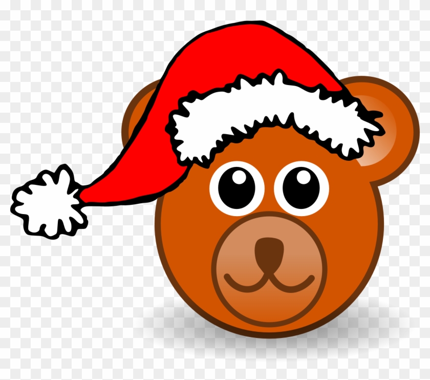Funny Teddy Bear Face Brown With Santa Claus Hat - Christmas Bear Shower Curtain #97582