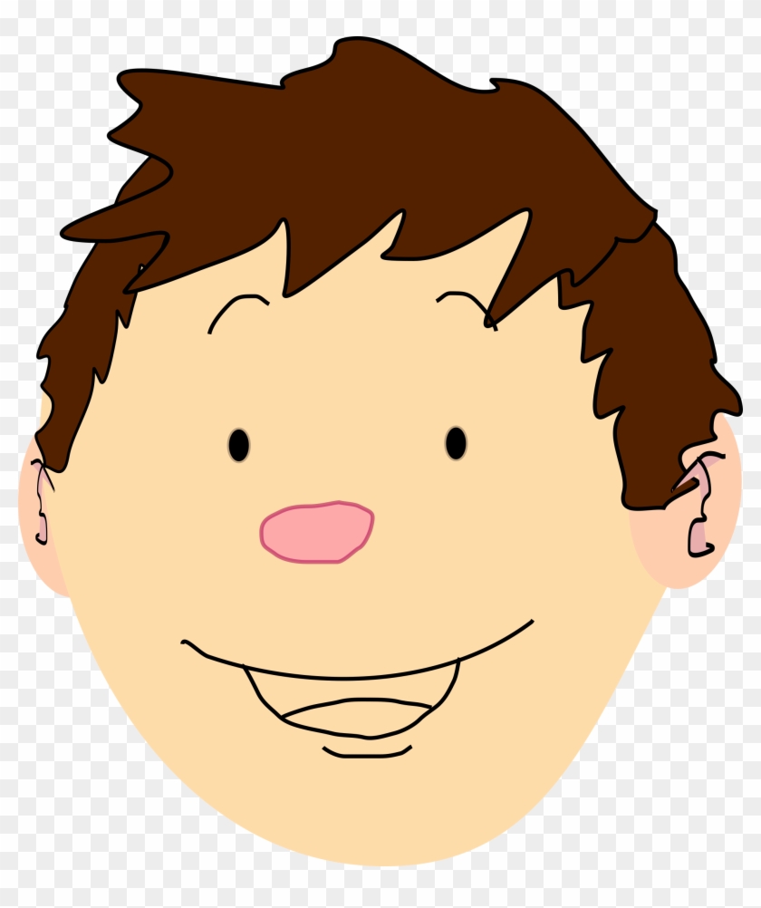 Clipart Of Boy Head Brown Hair Pencil And In Color - Boy Brown Hair Cartoon #97706