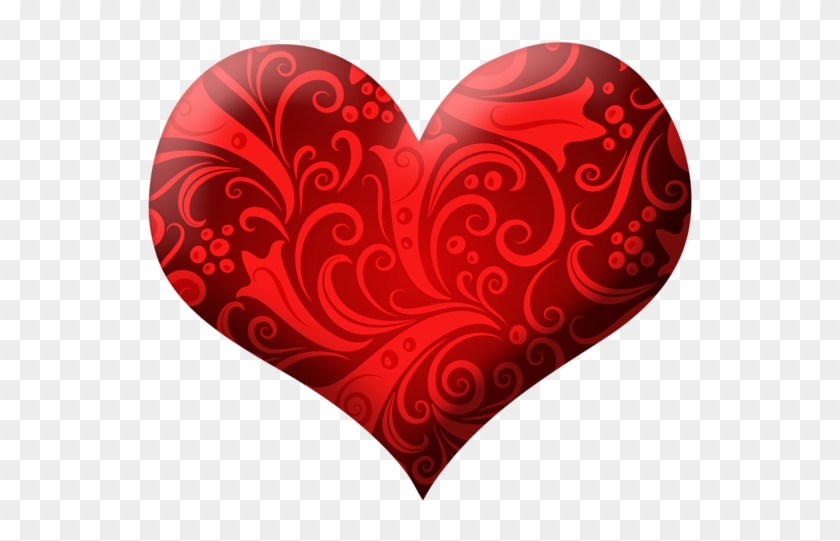 Red Heart With Ornaments Png Clipart Picture - Red Heart Png #97744