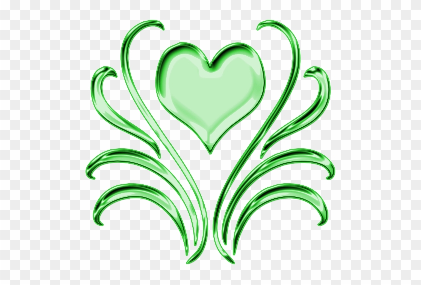 Green Heart And Leaves Decorative Png By Clipartcotttage - Green Heart Png #97983