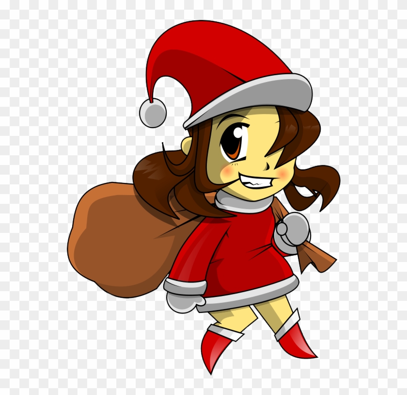 Girl Santa Outfit Clipart - Santa Girl Cartoon Png #97995